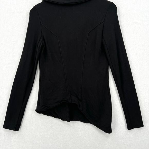 HELMUT LANG Villous Asymmetric Moto Jacket XS Black Sweatshirt Knit Full Zip - Picture 8 of 12
